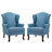 Duward Upholstered Sky Blue Linen Wingback Accent Chair with Rolled Arm and Solid Wood Leg (Set of 2)-1907804323