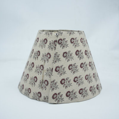 Abat-jour détachable rétro à motif de blocs rétro en tissu marron pour lampe de table Bagru Buti