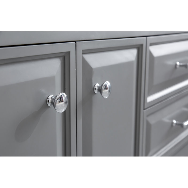 72" Palace Collection Quartz Carrara Cashmere Grey Bathroom Vanity Set With Hardware And F2-0012 Faucets in Chrome Finish