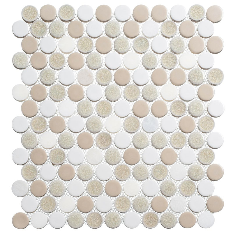 Polka 1-in. Penny Round Glass, Ceramic & Natural Stone Wall & Floor Mosaic Tile, Vintage