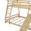 Structure de lit superposé, en bois massif naturel organique, simple au-dessus de grand lit avec filet d'escalade et rampe pour les chambres partagées pour les enfants et les familles