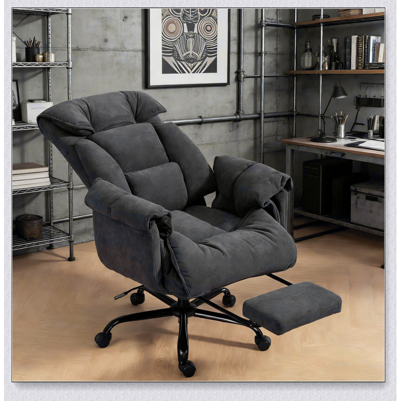 Fauteuil de bureau inclinable avec dossier haut, rembourrage ultra-confortable et repose-pieds intégré pour une détente et un soutien optimaux au bureau