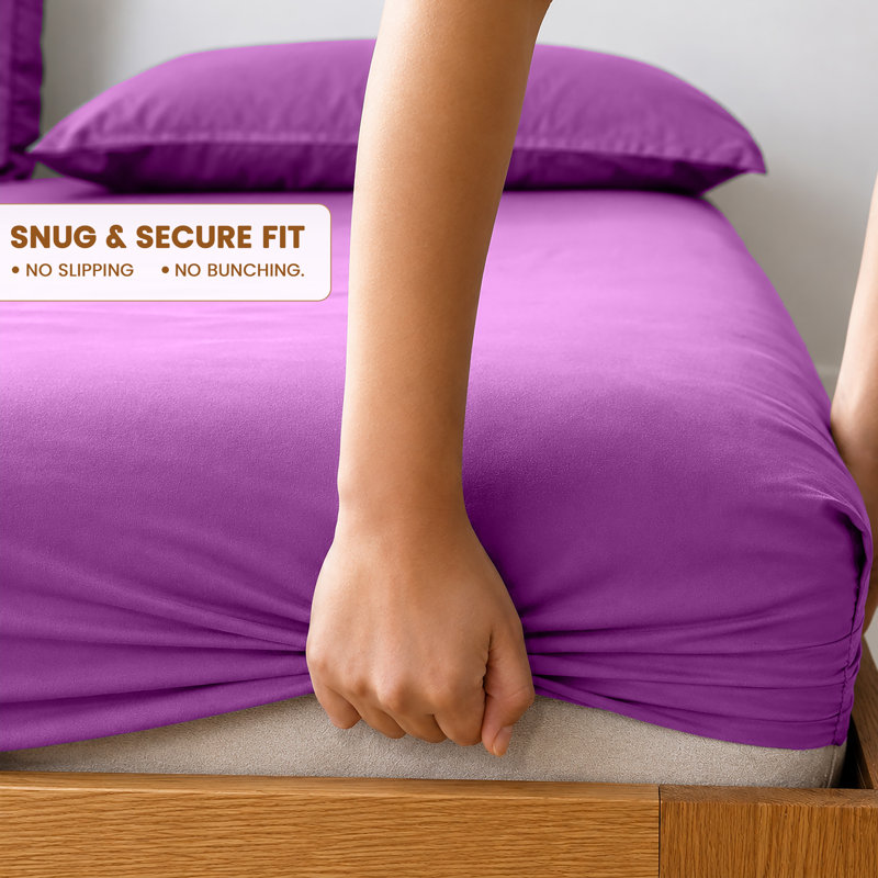 40cm Extra Deep Fitted Sheet - Luxury Microfiber Deep Pocket Bed Sheet Secure Fit, Kingsize (152x200cm), Lilac/Purple