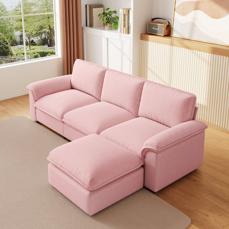 Canapé modulaire en chenille peu encombrant, design moderne rose pour la maison