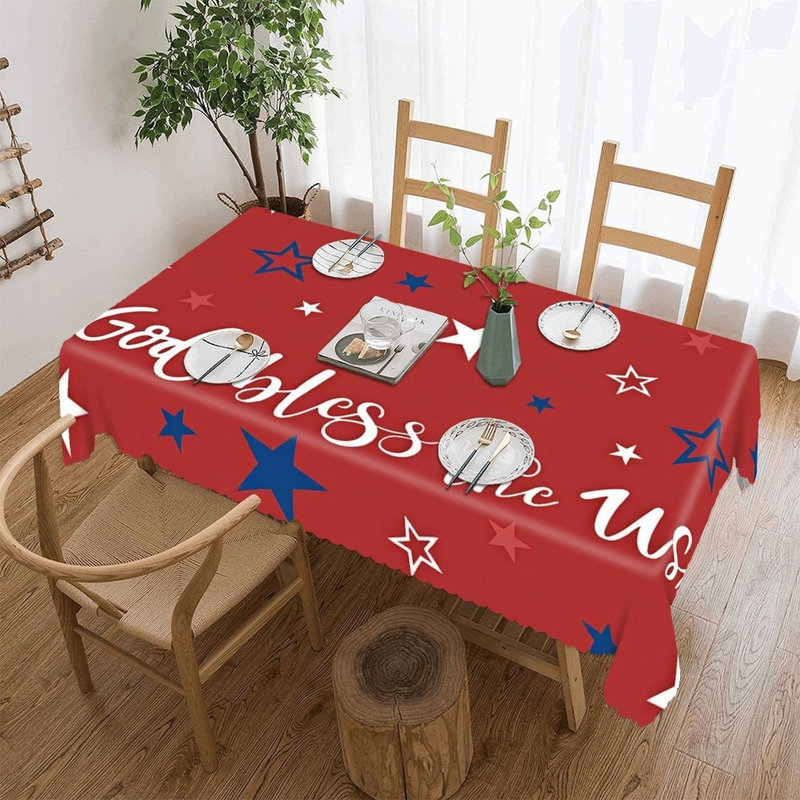 Nappe festonnée, fête de l’Independance, «God Bless USA Design», 60 po x 120 po, décontracté et banquet