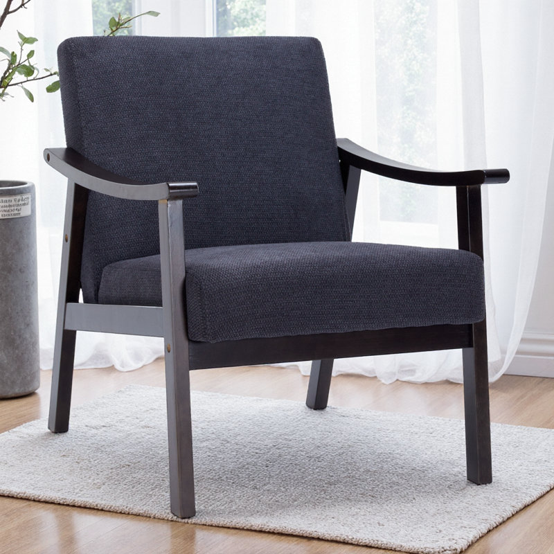 Avellune Medieval Modern Armchair, High-Back Upholstered Accent Chair with Solid Wood Legs for Living Room or Bedroom