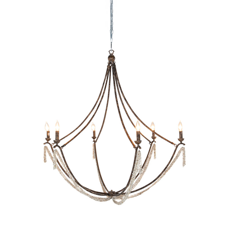 Nakita 6 - Light Candle Style Chandelier, Rust Brown