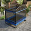 Trampoline d'extérieur carré pour enfants et adultes avec filet de protection et balançoire, noir et bleu, métal, 4 x 6 pi