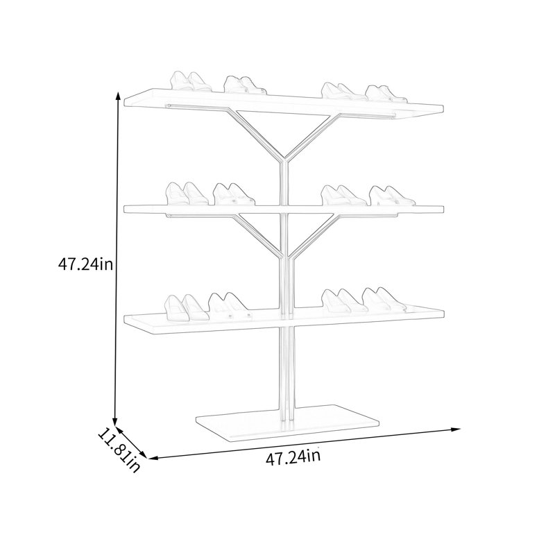 Présentoir à chaussures moderne style arbre, (4 tablettes) H 47,24 po x l 47,24 po x P 11,81 po