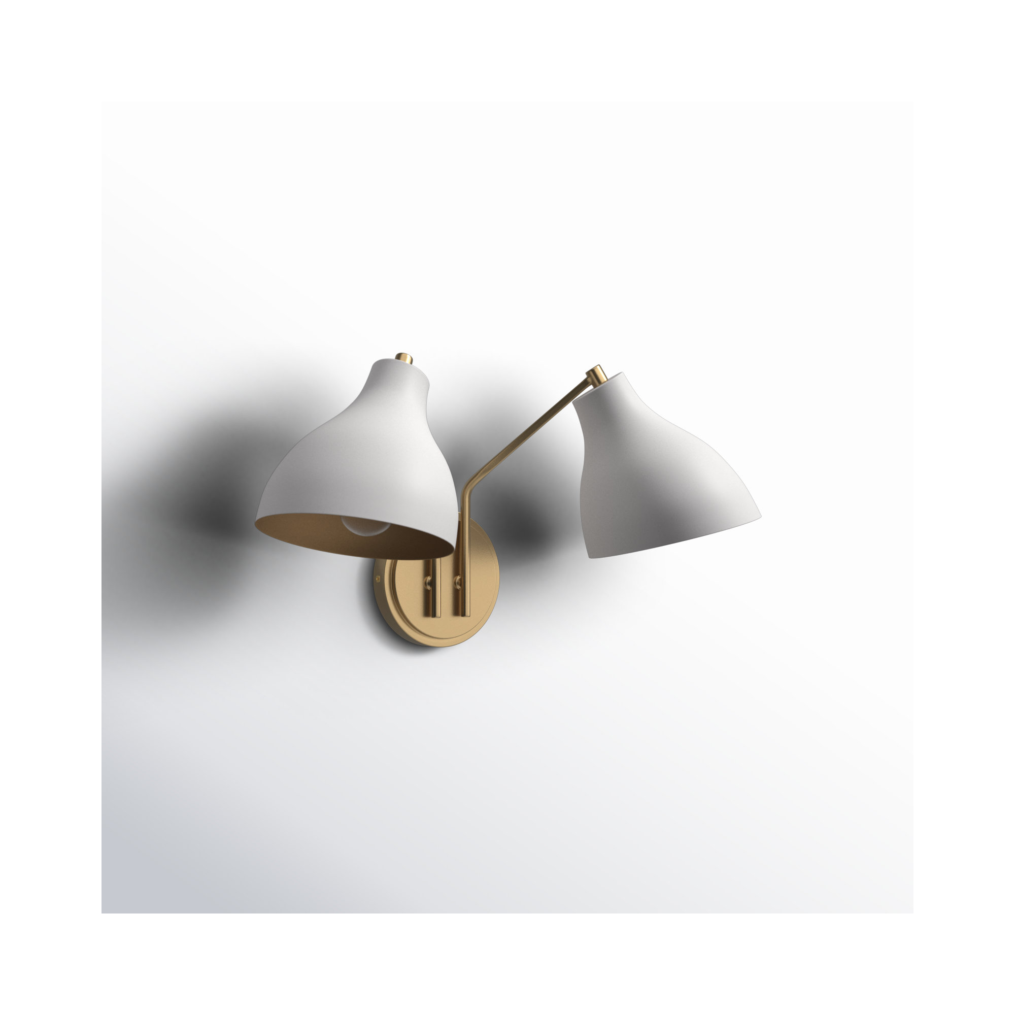 Elyse 17.5" W 2-Light Dimmable Armed Sconce, White, White/Brass