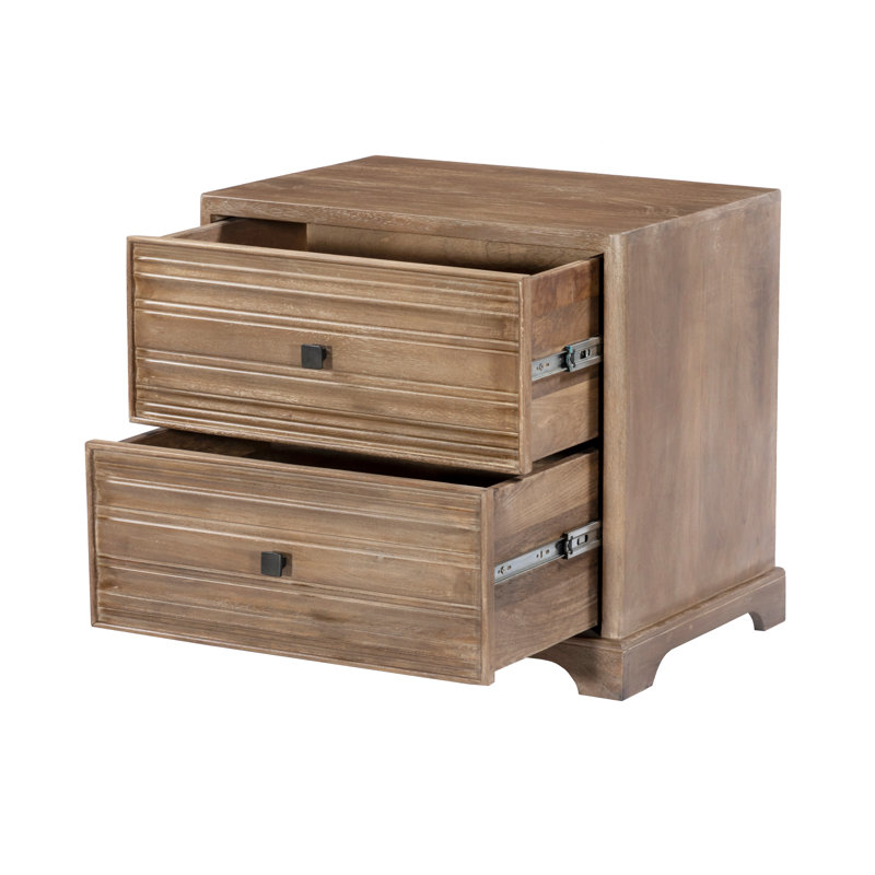 Carmenita 2-Drawer Nightstand - Rustic Light Brown, Beige