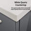 Meuble-lavabo simple l 24 po x P 22 po, comptoir en quartz blanc et miroir 18 po-1627386801