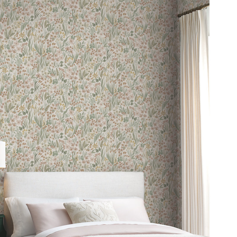 Lea Peel & Stick Wallpaper, Light Pink/White/Gray