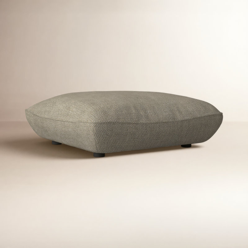 Douglass Upholstered Ottoman, Speckled Pumice Basketweave