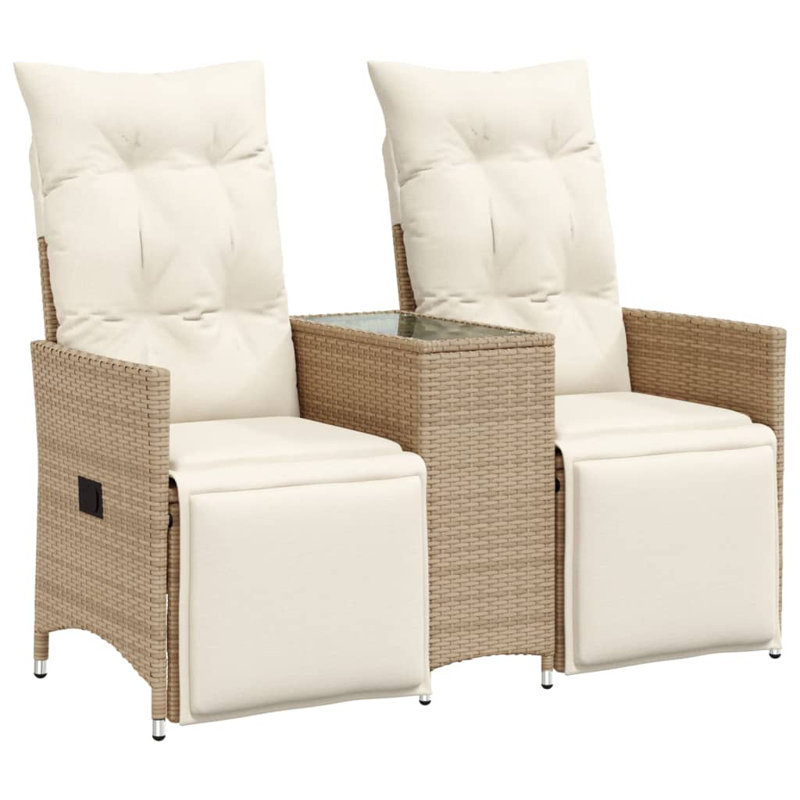 Vidaxl Reclining Garden Sofa Beige, Cream White, Beige