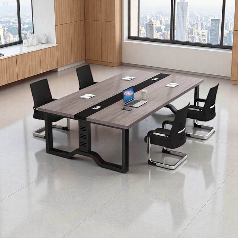 Ensemble de table de conférence multi-usage et chaise, H 29,52 po x L 78,74 po x l 47,24 po, Noir / taupe