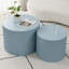 Ensemble de 2 tables gigognes en MDF, table basse ronde artisanale pour salon/espace détente, bleue-742483285