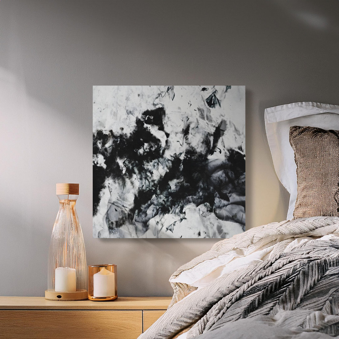 Abstract Black White Ink Blot Canvas Wall Art
