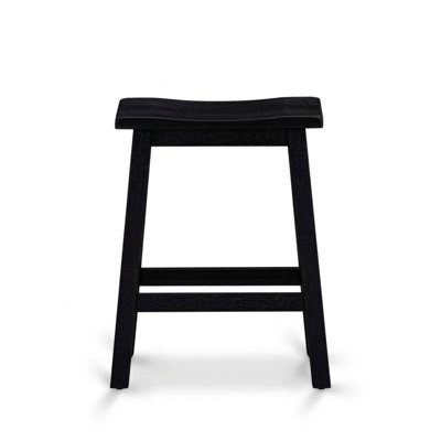 Wirebrushed Black Rectangular 4 Piece Dining Set Table 2 Stools Bench