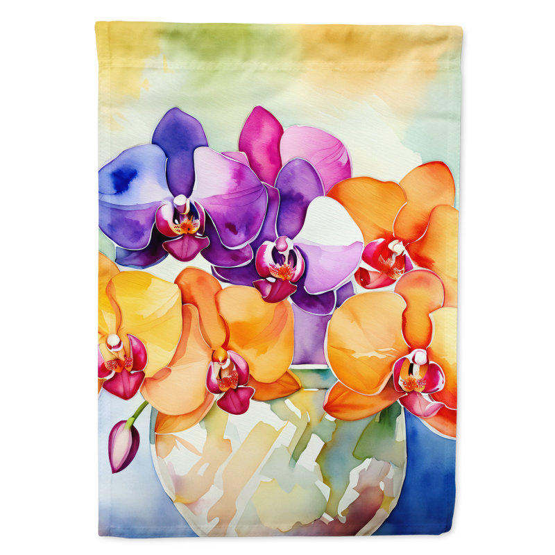 Orchidées dans le drapeau de la maison à l'aquarelle