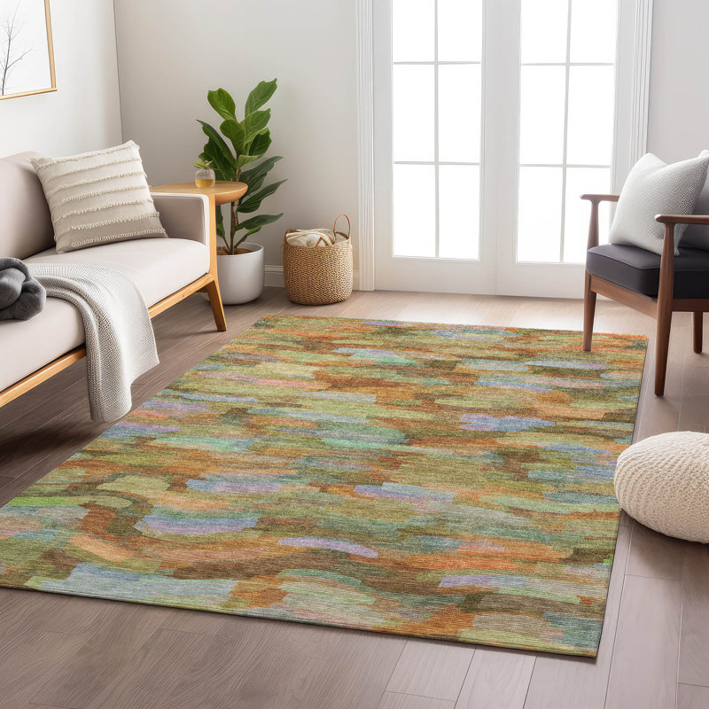 Machine Washable Indoor/Outdoor Jenning ACN2266 Stripes Rug, Rectangle 9' x 12'