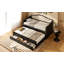 Canapé-lit double noir avec lit gigogne et deux tiroirs de rangement - capitonné, dossier capitonné, canapé-lit en bois, convient aux salons / chambres d'amis-838551777