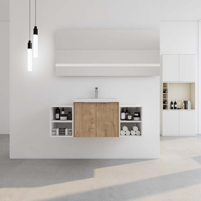 Ensemble de meuble-lavabo à fermeture en douceur 48 po avec lavabo et tablettes de rangement