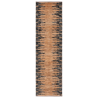 Shivali Natural Fiber Hand Woven Jute/Wool Abstract Rug in Black/Natural