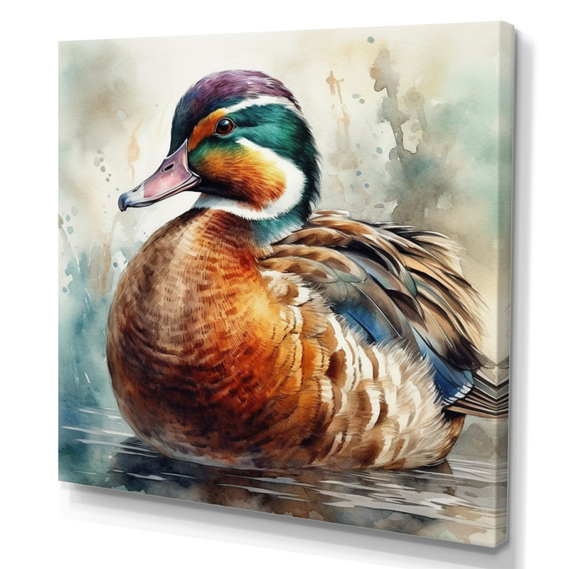 Magnifique canard mâle IV - impression, H 16 po x l 16 po, Toile tendue