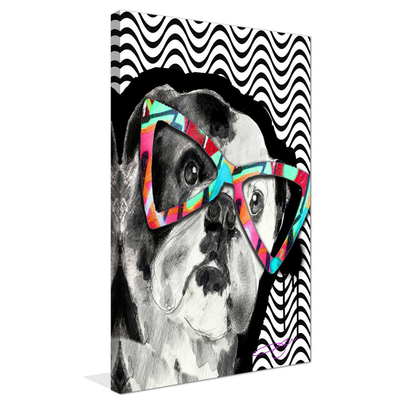 Bulldog (vertical) par By Jodi - impression, Toile tendue, H 40 po x l 24 po x P 1,5 po