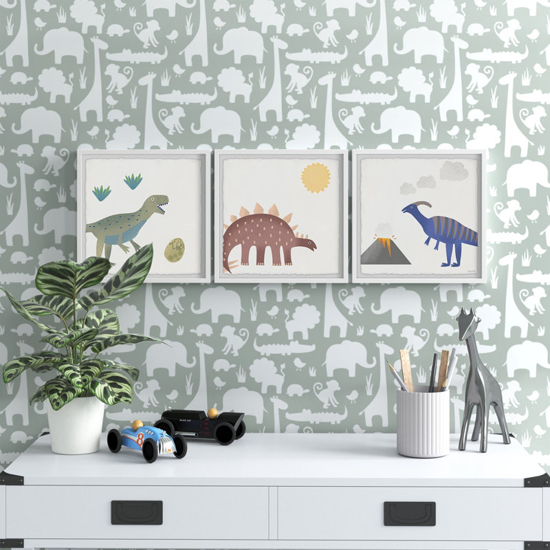 «Lindbergh Dinosaur Obsession Diptych», ensemble de 3 reproductions encadrées, H 12 po x l 12 po x P 1,5 po