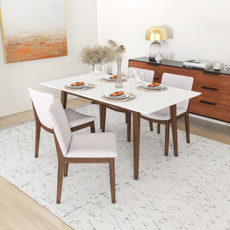Ensemble repas pour 4 personnes Dipson, Blanc, Beige