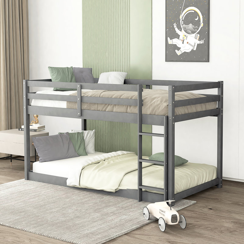 Fenel Kids Twin Over Twin Bunk Bed, Gray