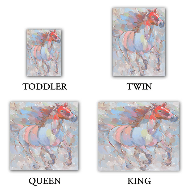 Ensemble de housse de couette prêt à décoller iii chevaux, 1 housse simple + 1 taie standard