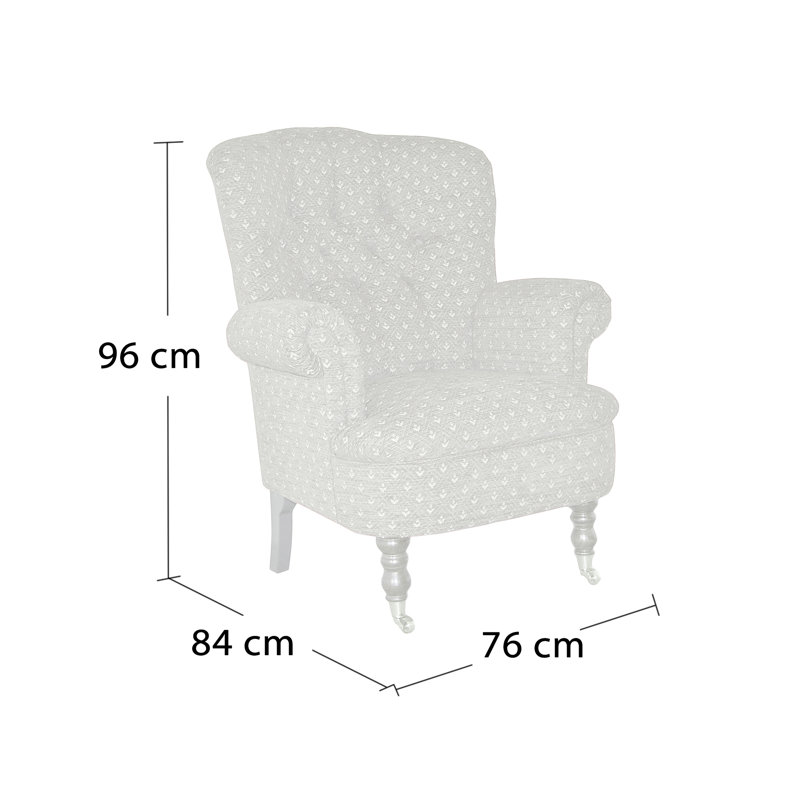 Josie Upholstered Fabric Armchair, Zaffiro Steel