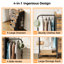 Commode 5 tiroirs avec support à chaussures et penderie, grande commode en tissu sans station de charge et lumières DEL pour la chambre à coucher, le placard, le vestibule-1104224030