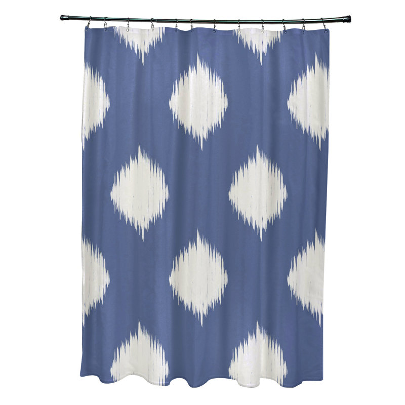 Rideau de douche simple géométrique Arlington, Bleu / Ivoire