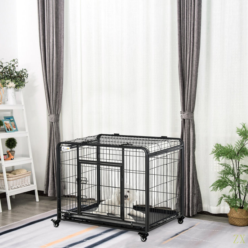 Cage et cage pour chien en métal robuste pliable Pawhut