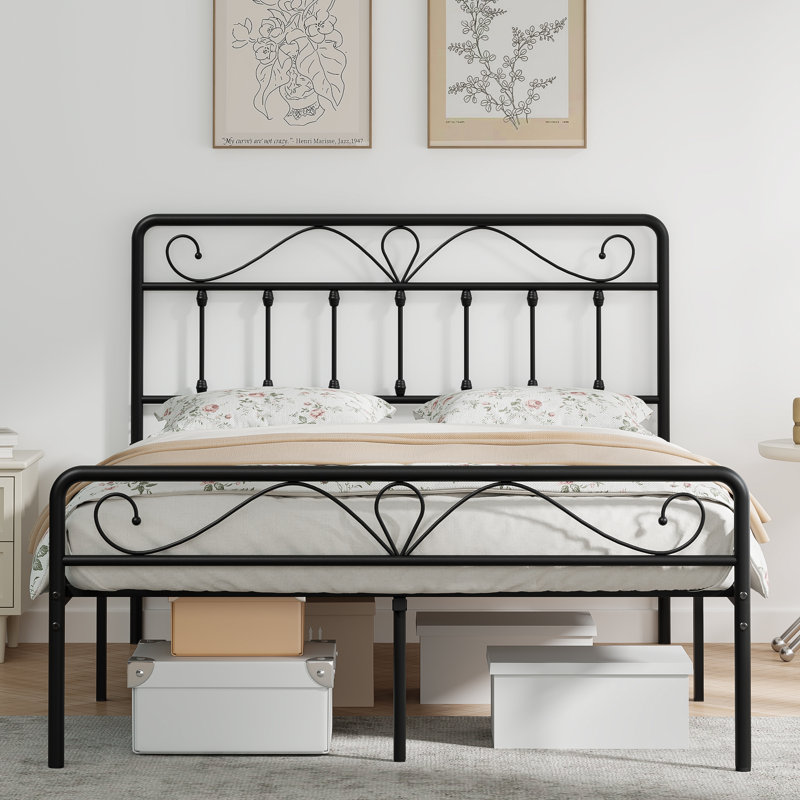 Metal Platform Bed, Full , Black 