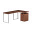 Bureau réversible en bois avec armoire à 3 tiroirs et base en acier