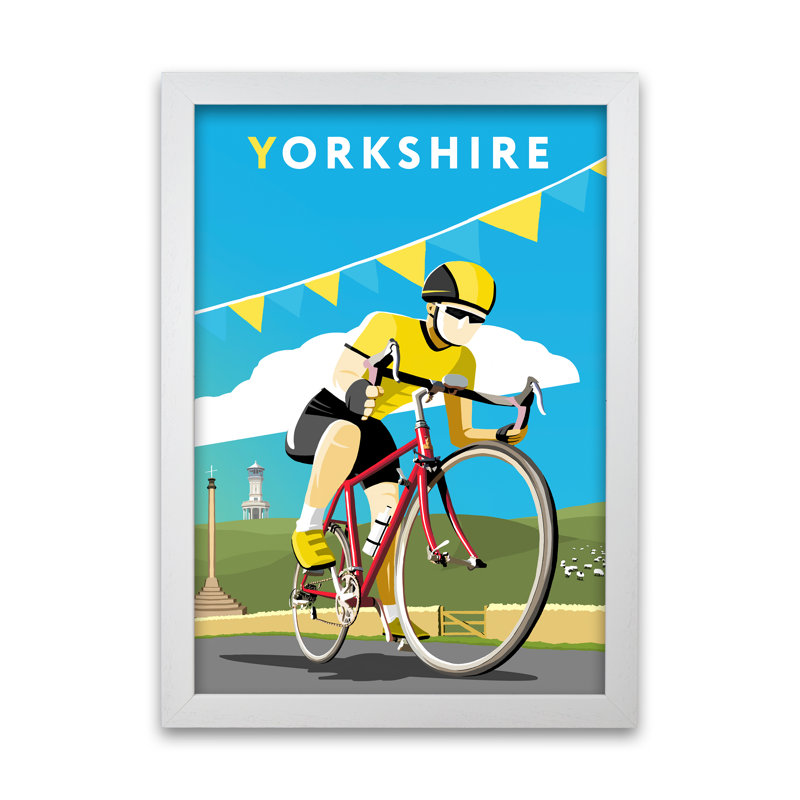 Tour De Yorkshire by Richard O'Neill - Single Picture Frame Print, White, 59.4 cm H x 42 cm W x 3cm D