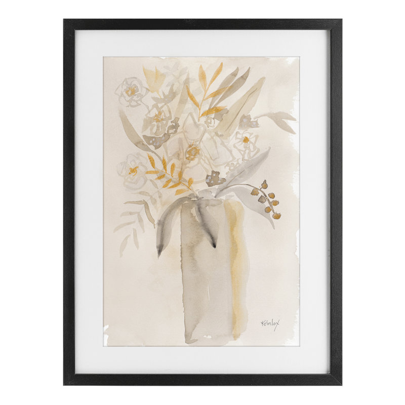 "Earthy Soft Flower Vase", impression par Krinlox, Cadre noir minuit, H 23 po x l 17 po