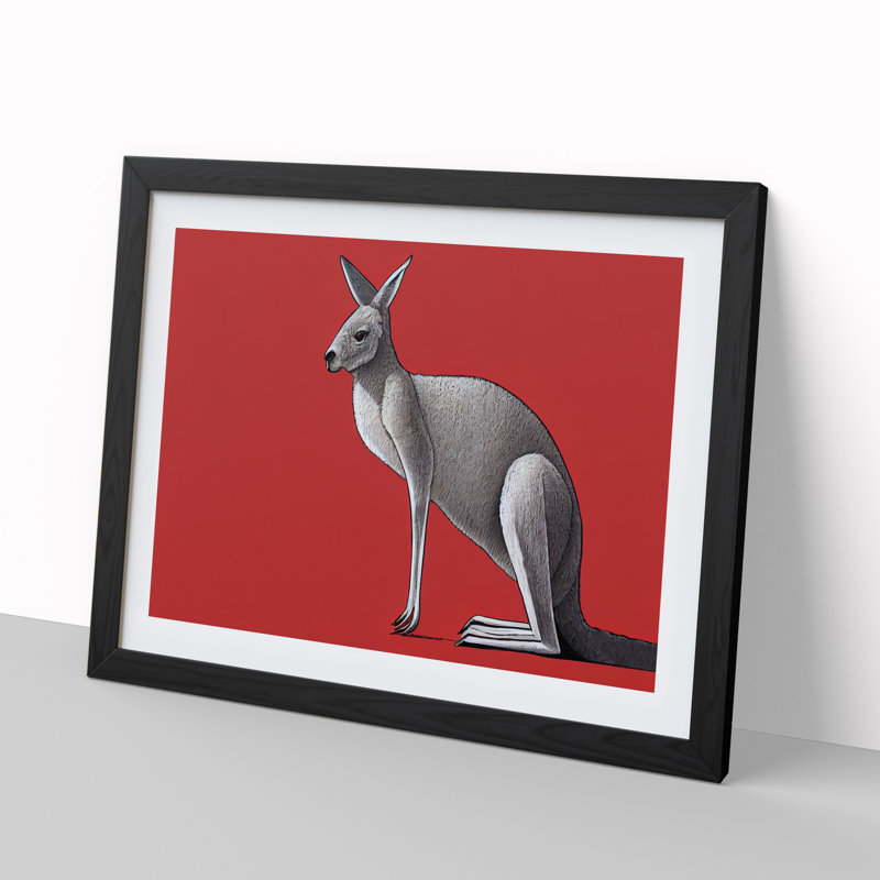 Kangaroo - Framed Print, Black, 25cm H x 34cm W x 2cm D