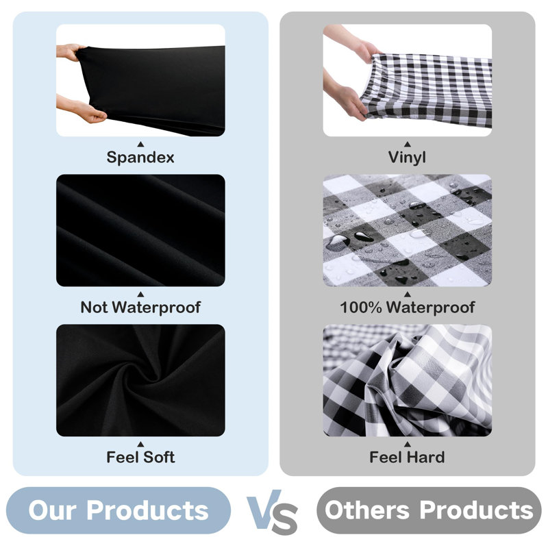 Fitted Rectangle Tablecloth Spandex Stretch Black Cocktail Table Cover Elastic Edge Topper Cap For Dining Wedding Party Picnic 42 X 72 Inch