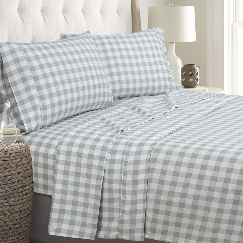 MF922933 Microfiber Percale Sheet Set, King, Gingham