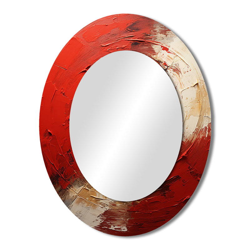 Miroir mural moderne rouge et or, 43 po x 33 po