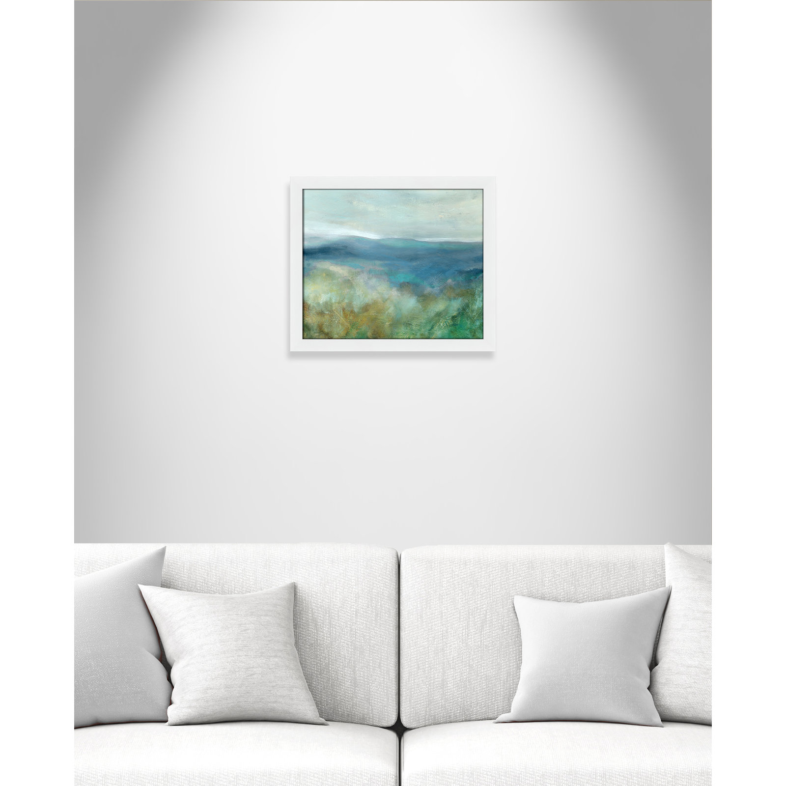 Adamsville "Blue Mountain Overlook" Painting, 17" H x 20" W x 1.12" D, White Framed
