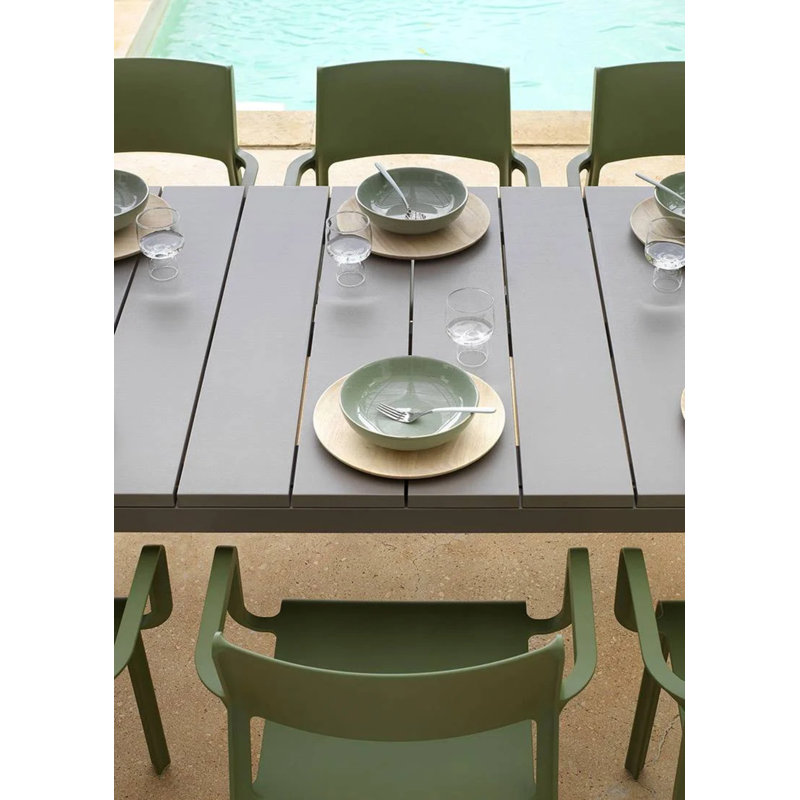 Rio Outdoor Dining Table, 29.92" H x 39" W x 110.24" L, Dove Gray