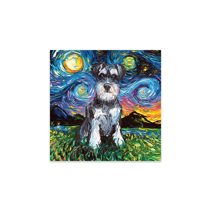 Schnauzer «Night On Plastique / Acrylique» par Aja Treves, peinture