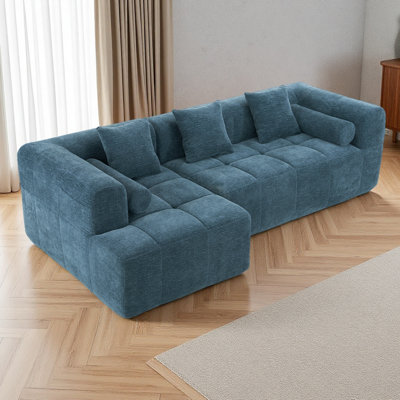 101.2" Sectional Sofa Full-Compressed Sofa Modular Sofa Couch Free-Combined Sofa With Deep Seating And Two Side Pockets